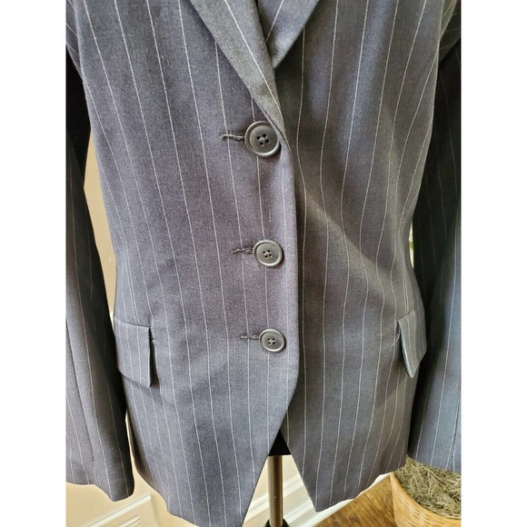 Norma Kamali Gray Polyester Single Breasted Three Buttons Fitted Blazer 12 - Picture 3 of 12